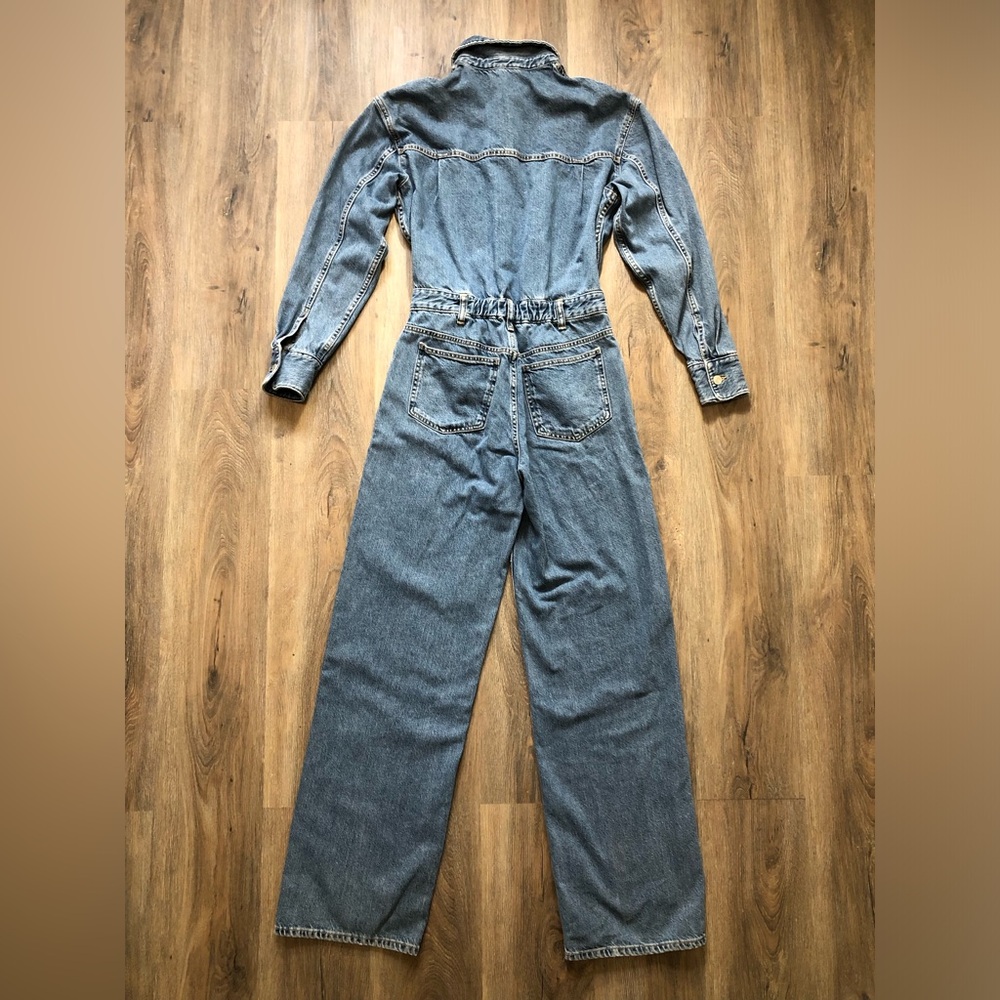 Zara Denim Long Sleeve Wide Leg Jumpsuit - Picture 8 of 16